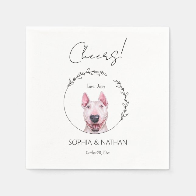 Guardanapo De Papel Cocktail simples Bull Terrier Cachorro Casado (Frente)