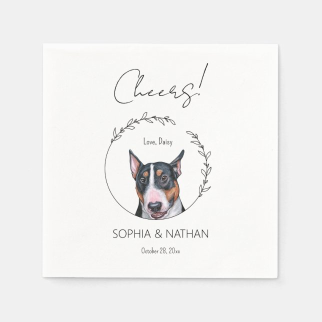 Guardanapo De Papel Cocktail simples Bull Terrier Cachorro Casado (Frente)
