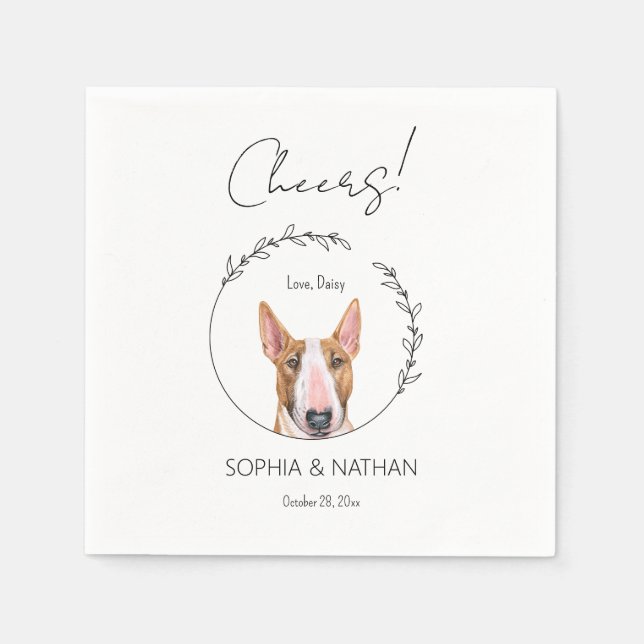 Guardanapo De Papel Cocktail simples Bull Terrier Cachorro Casado (Frente)