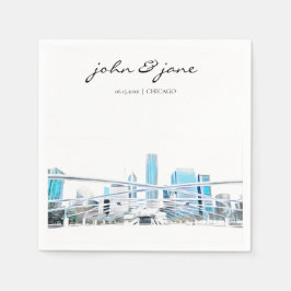 Guardanapo De Papel Cocktail Skyline Personalizado de Chicago Napkins