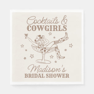 Guardanapo De Papel Cocktails Bege e Rodeio de Cowgirls Chá de Bebê da