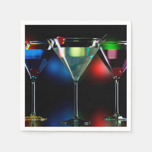 Guardanapo De Papel Cocktails diferentes em óculos de martini com luze