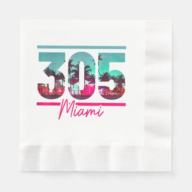 Guardanapo De Papel Código de Área de Miami 305 - Prítico de Palmeiras (Frente)