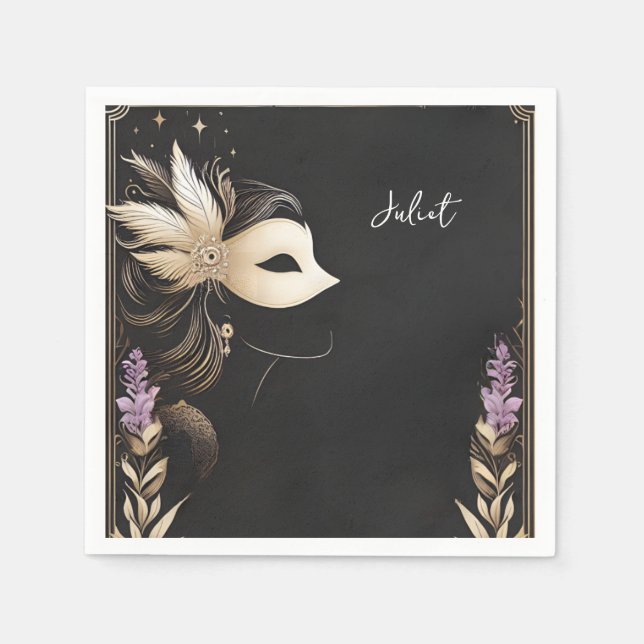 Guardanapo De Papel Código de Vestimenta Baile de Máscaras Festa de Ca (Frente)