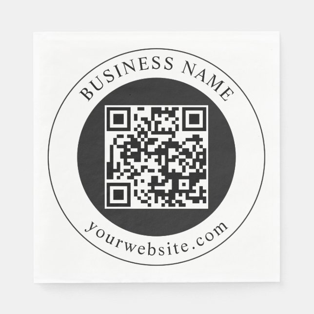 Guardanapo De Papel Código QR com Nome da Empresa Editável (Frente)
