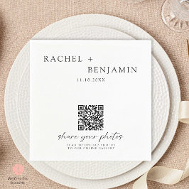 Guardanapo De Papel Código QR de Casamento Minimalista Compartilhe sua