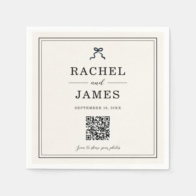 Guardanapo De Papel Código QR de Compartilhamento de Fotos de Casament (Frente)