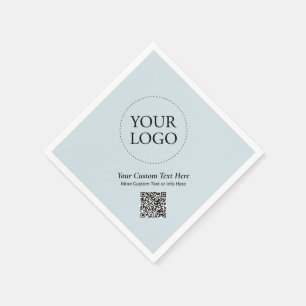Guardanapo De Papel Código QR de Logotipo Empresarial Simples Azul Emp