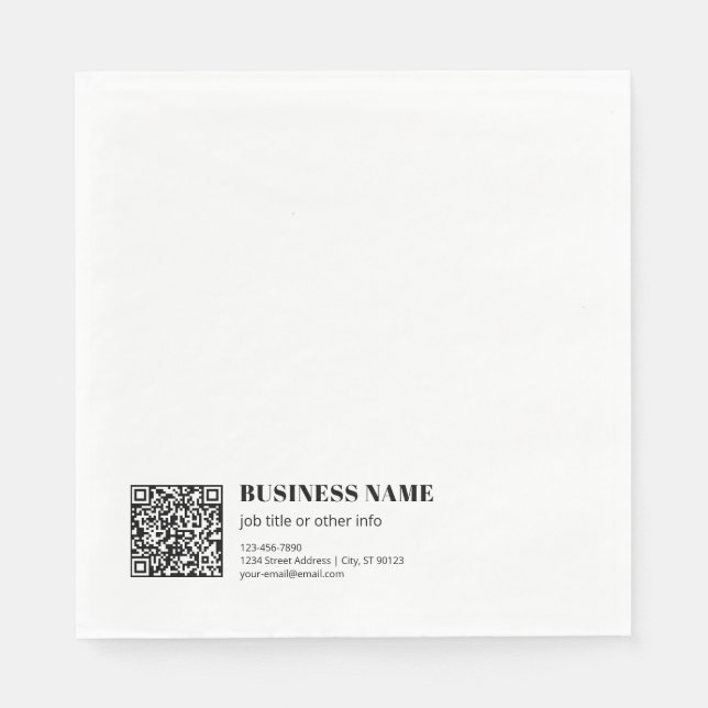 Guardanapo De Papel Código QR de negócios e texto retrô-moderno editáv (Frente)