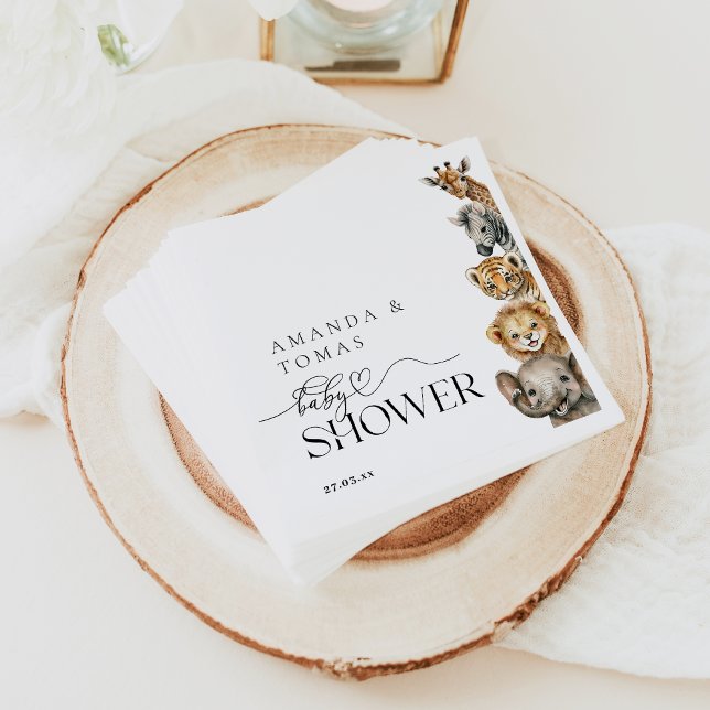 Guardanapo De Papel Código QR do Chá de fraldas Moderno Safari Animal (Criador carregado)