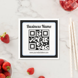 Guardanapo De Papel Código QR e texto editáveis com borda azul clara