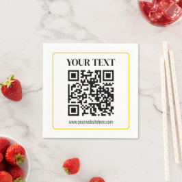 Guardanapo De Papel Código QR e texto editáveis com borda de ouro amar