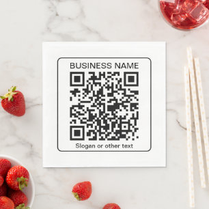 Guardanapo De Papel Código QR editável digitalizável + nome da sua emp