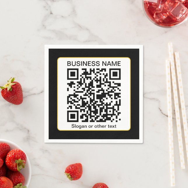 Guardanapo De Papel Código QR editável digitalizável + nome da sua emp (Insitu)