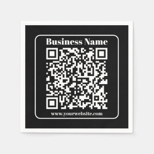Guardanapo De Papel Código QR editável Estilo Moderno Retroativo Preto