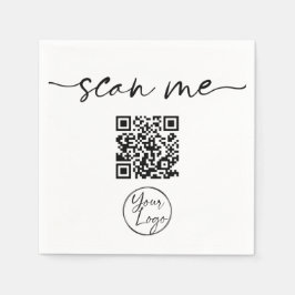 Guardanapo De Papel Código QR Elegante Moderno Branco