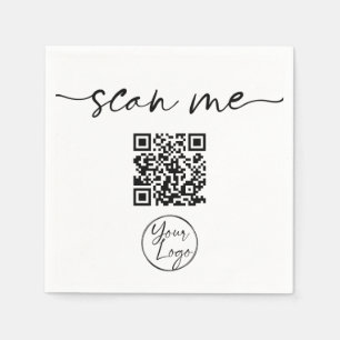 Guardanapo De Papel Código QR Elegante Moderno Branco