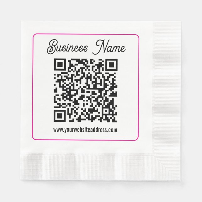 Guardanapo De Papel Código QR escaneável com escrita cursiva (Frente)