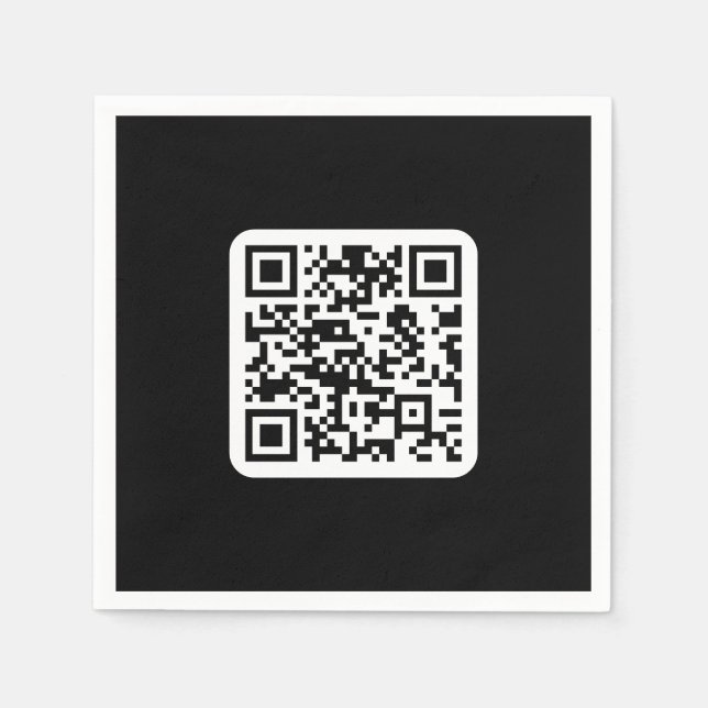 Guardanapo De Papel Código QR moderno editável | Branco preto ou qualq (Frente)