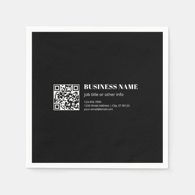 Guardanapo De Papel Código QR personalizado e texto retrô-moderno edit (Frente)