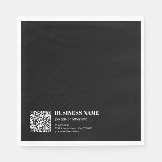 Guardanapo De Papel Código QR personalizado & Texto retrô-moderno edit (Frente)