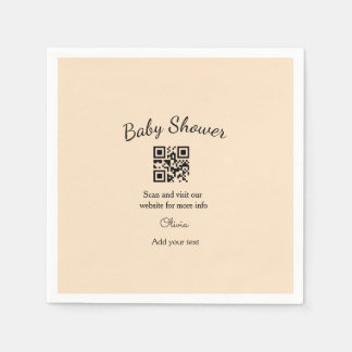 Guardanapo De Papel Código QR simples para chá de bebê rosa adicionar
