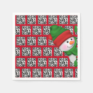 Guardanapo De Papel Códigos QR de Feriados Felizes com Snowman