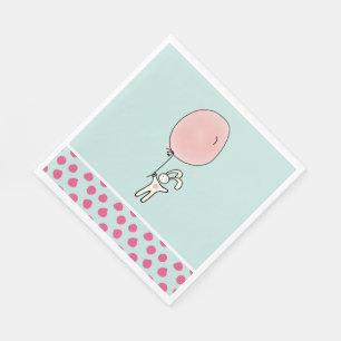 Guardanapo De Papel Coelhinho bonito segurando um balão