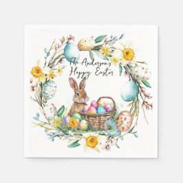 Guardanapo De Papel Coelhinho com ovos decorativos, Páscoa floral