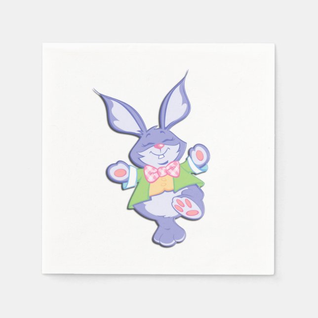 Guardanapo De Papel Coelhinho da Páscoa roxo de dança (Frente)