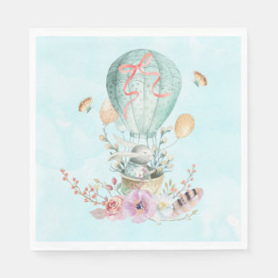 Guardanapo De Papel Coelhinho Whimsical correndo em um balão de ar qu