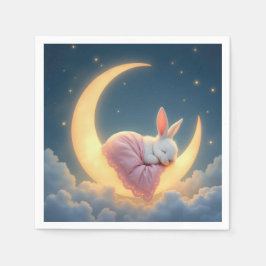 Guardanapo De Papel Coelho Bebê Em Uma Lua Crescente