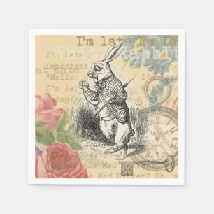 Guardanapo De Papel Coelho Branco Aventuras de Alice no País das Marav