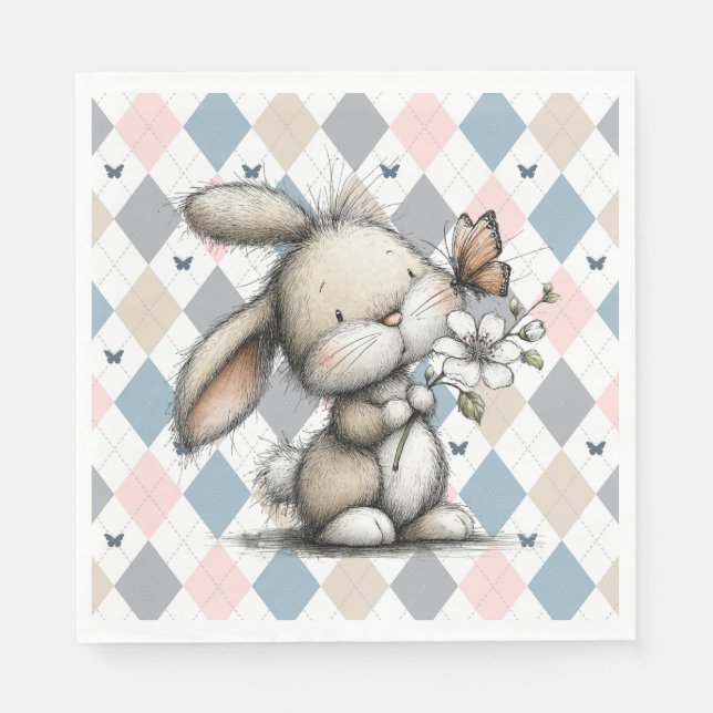 Guardanapo De Papel Coelho Caprichoso de Primavera (Frente)