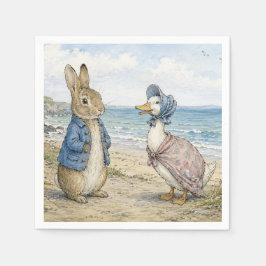 Guardanapo De Papel Coelho Clássico e Pato à Beira-Mar