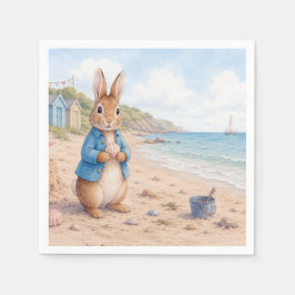 Guardanapo De Papel Coelho Clássico em uma praia arenosa