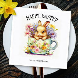 Guardanapo De Papel Coelho de Aquarela Retro felz pascoa