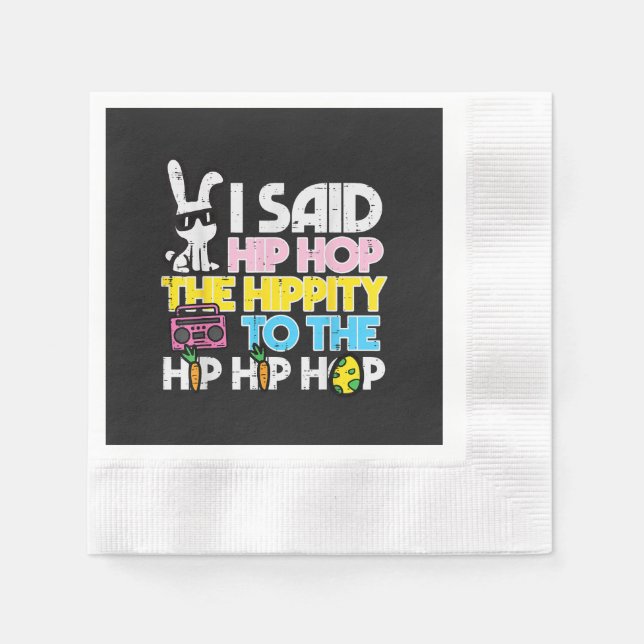Guardanapo De Papel Coelho de Páscoa Hip Hop Hippity  (Frente)