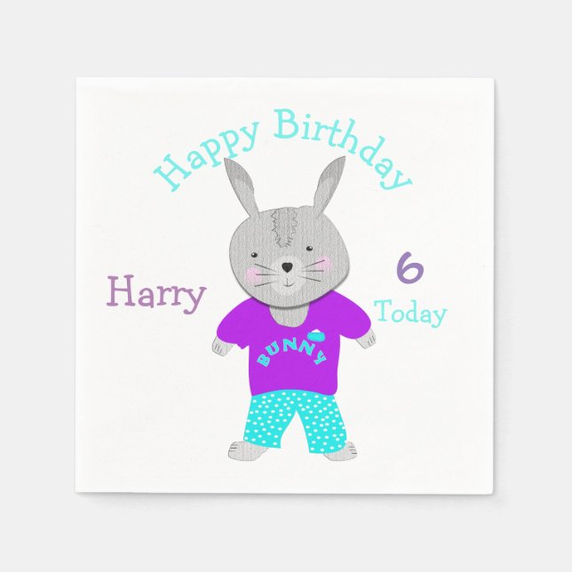 Guardanapo De Papel Coelho Engraçado Coelho Parecido Festa de aniversá (Frente)