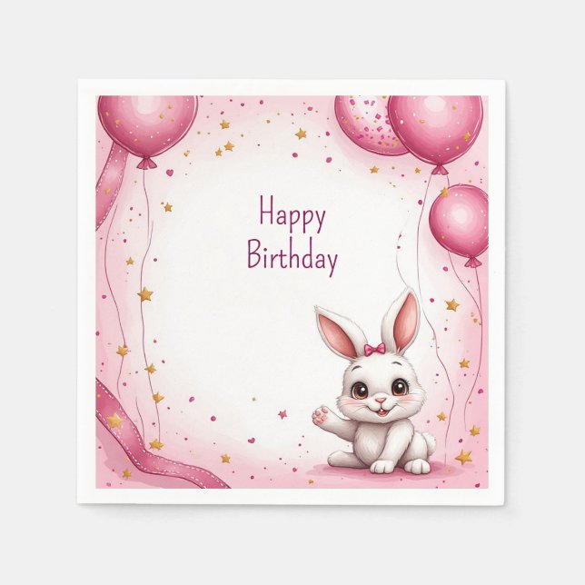 Guardanapo De Papel Coelho Fofo Rosa Bebê 🐰 (Frente)