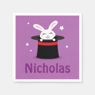 Guardanapo De Papel Coelho no nome personalizado chapéu dos mágicos