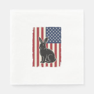 Guardanapo De Papel Coelho Patriótico Bandeira Americana Gravura Vinta