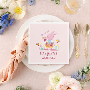 Guardanapo De Papel Coelho rosa-d'água no aniversário de criança do ja
