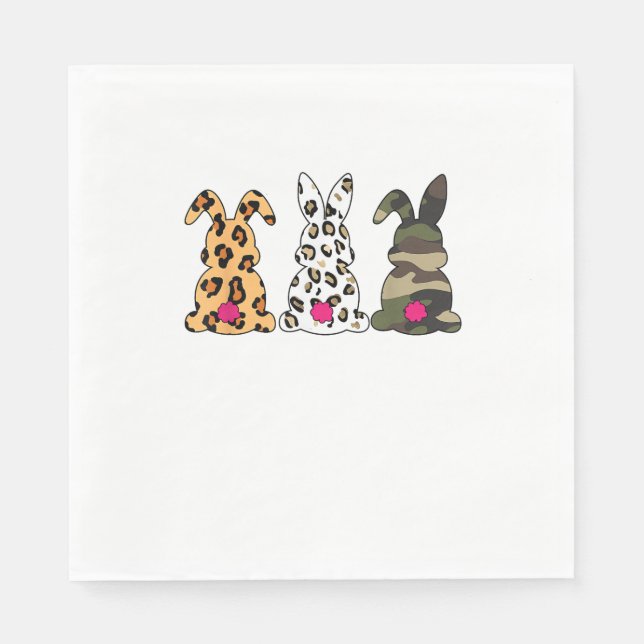 Guardanapo De Papel Coelhos Bunnis Leopard Camouflage Felz pascoa Da (Frente)