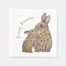 Guardanapo De Papel Coelhos engraçados. desenho do lápis