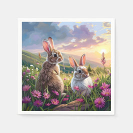 Guardanapo De Papel Coelhos Numa Noite Pacífica