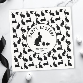 Guardanapo De Papel Coelhos Pretos E Brancos Fofos Páscoa Moderna