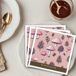 Guardanapo De Papel Cogumelos Rosa, Rustic Thankanding Personalize