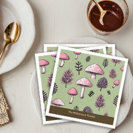 Guardanapo De Papel Cogumelos Rosa, Rustic Thankanding Personalize