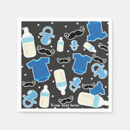 Guardanapo De Papel Coisas de Baby Shower Menino Azul e Cinza Festa Mo